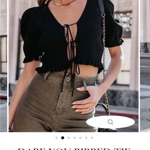 Black front tie shirt